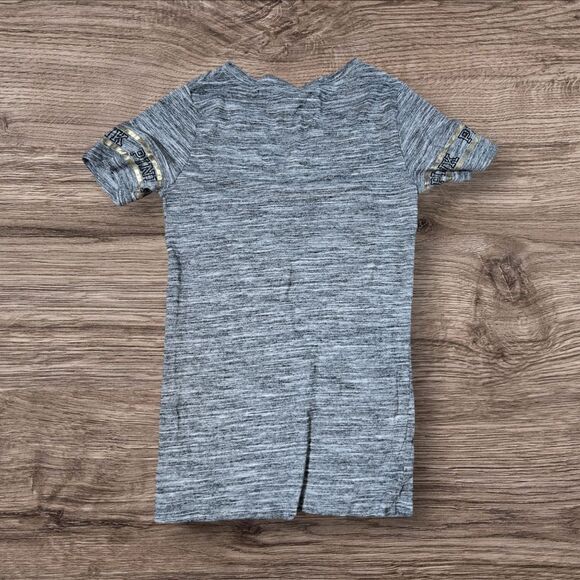 Victoria's Secret Pink Y2k Gray and Gold Number Football Style Tee Shirt - Picture 3 of 5